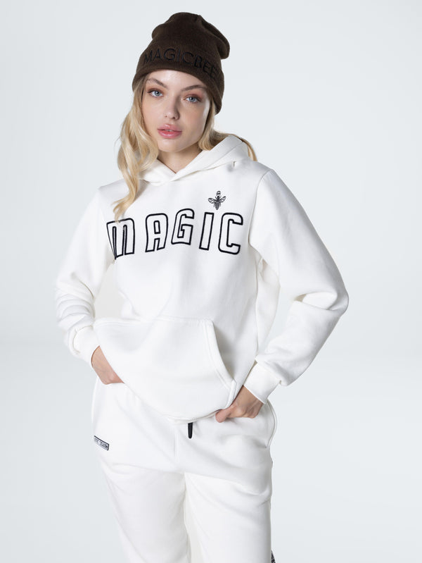 Magicbee - MB23503-W - fuzzy logo hoodie - white
