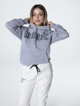 Magicbee - MB23503-W - fuzzy logo hoodie - grey