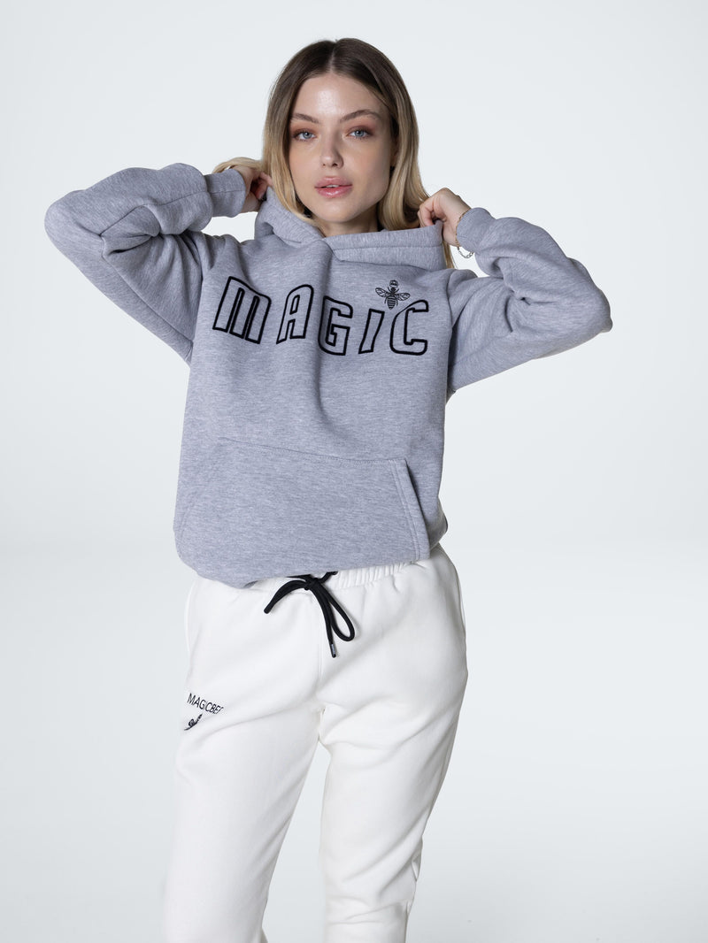 Magicbee - MB23503-W - fuzzy logo hoodie - grey