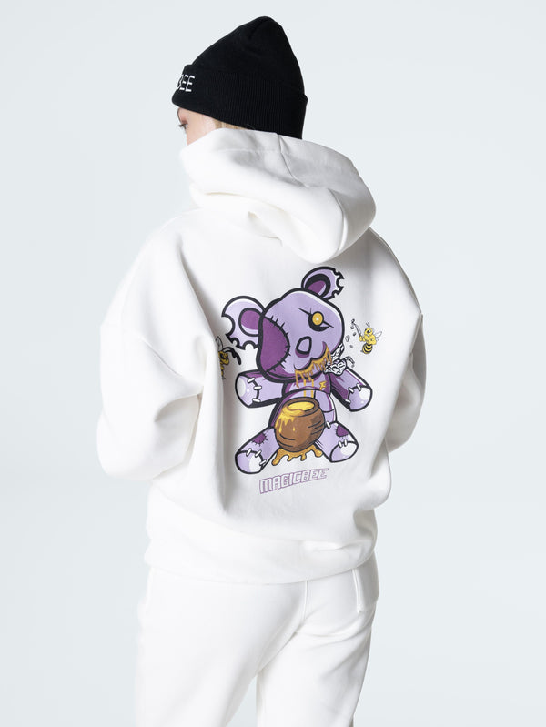 Magicbee - MB23505-W - teddy bear logo hoodie - white