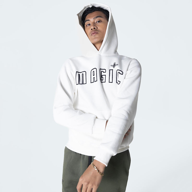 Magicbee - MB23503 - fuzzy logo hoodie - white