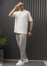 Ανδρικό ανοιξιάτικο παντελόνι Henry clothing - 8-101 - linen oversized pants γκρι