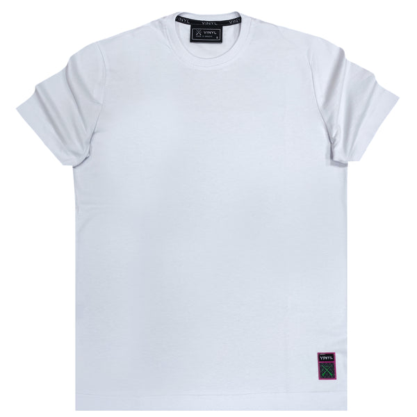Ανδρική κοντομάνικη μπλούζα Vinyl art clothing - 81730-02 - 3D limited logo print logo λευκό