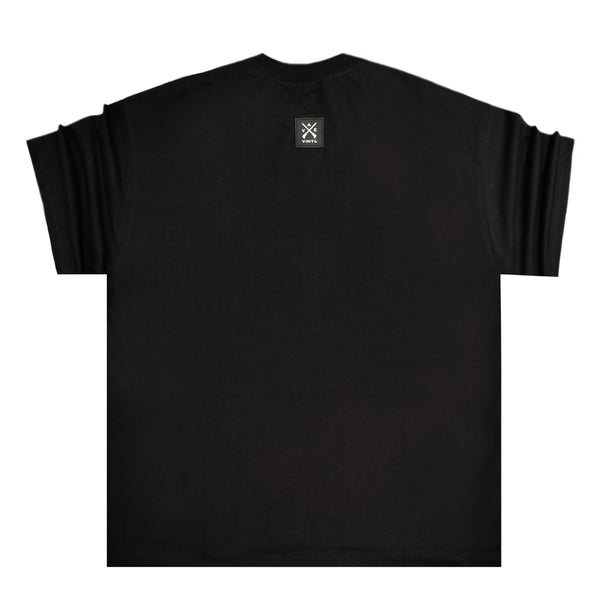Ανδρική κοντομάνικη μπλούζα Vinyl art clothing - 82135-01 - logo oversize fit μαύρο