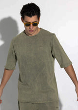 Ανδρική κοντομάνικη μπλούζα Vinyl Art Clothing - 82520-04 - cotton oversized fit premium washed tee χακί