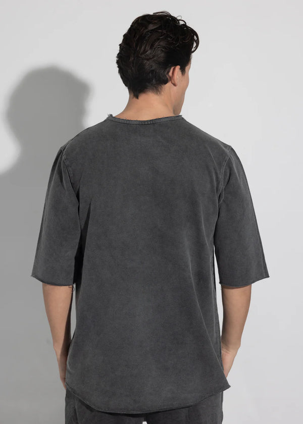 Αντρική κοντομάνικη μπλούζα Vinyl Art Clothing - 82520-01 - premium washed oversized tee  μαύρο