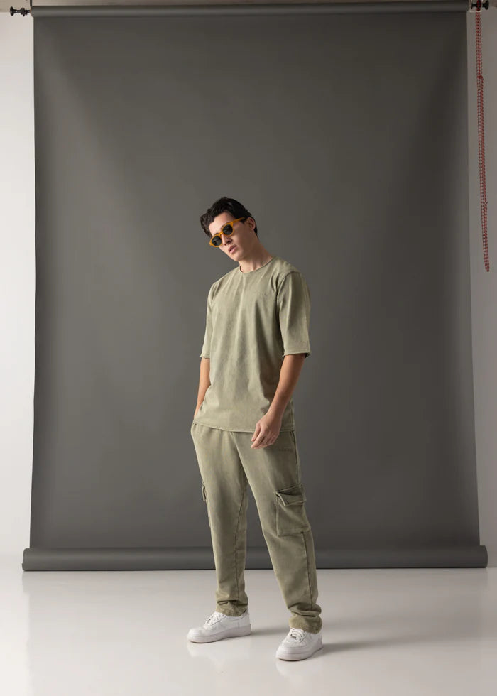 Ανδρική κοντομάνικη μπλούζα Vinyl Art Clothing - 82520-04 - cotton oversized fit premium washed tee χακί