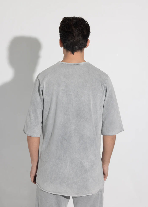 Ανδρική κοντομάνικη μπλούζα Vinyl Art Clothing - 82520-09 - cotton oversized fit premium washed tee γκρι