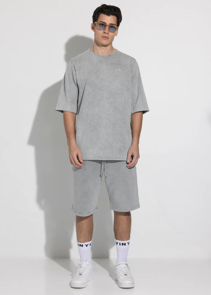 Ανδρική κοντομάνικη μπλούζα Vinyl Art Clothing - 82520-09 - cotton oversized fit premium washed tee γκρι