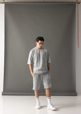 Ανδρική κοντομάνικη μπλούζα Vinyl Art Clothing - 82520-09 - cotton oversized fit premium washed tee γκρι