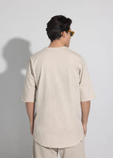 Ανδρική κοντομάνικη μπλούζα Vinyl Art Clothing - 82520-77 - cotton oversized fit premium washed tee μπεζ