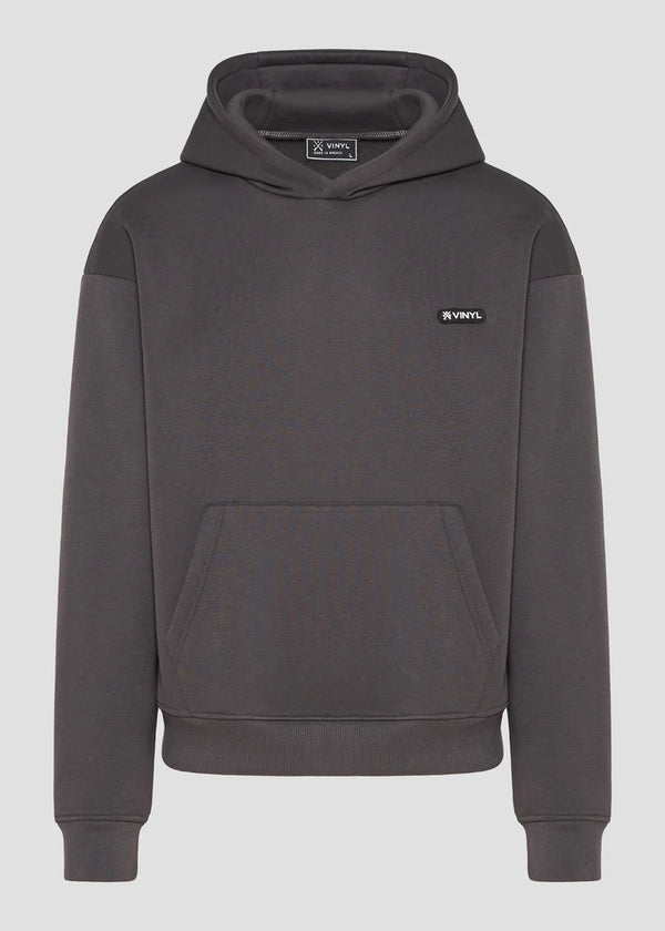 Ανδρικό φούτερ με κουκούλα Vinyl Art Clothing - 84815-09 - emblem hoodie oversized γκρι