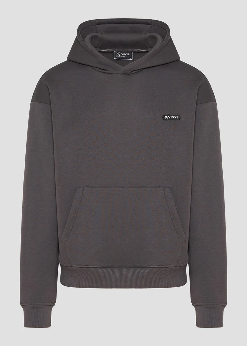 Ανδρικό φούτερ με κουκούλα Vinyl Art Clothing - 84815-09 - emblem hoodie oversized γκρι