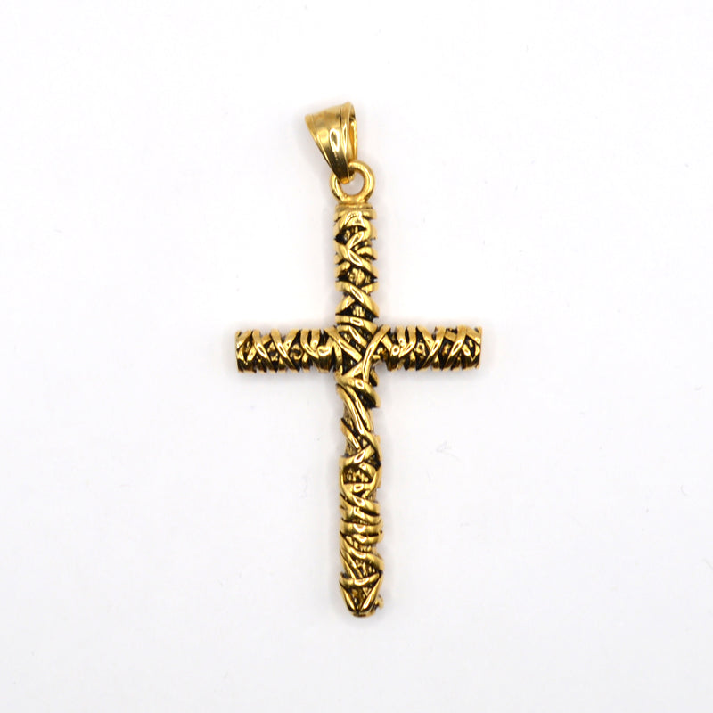Κρεμαστό από ανοξείδωτο ατσάλι Gang - GNG309 - cross pendant χρυσό