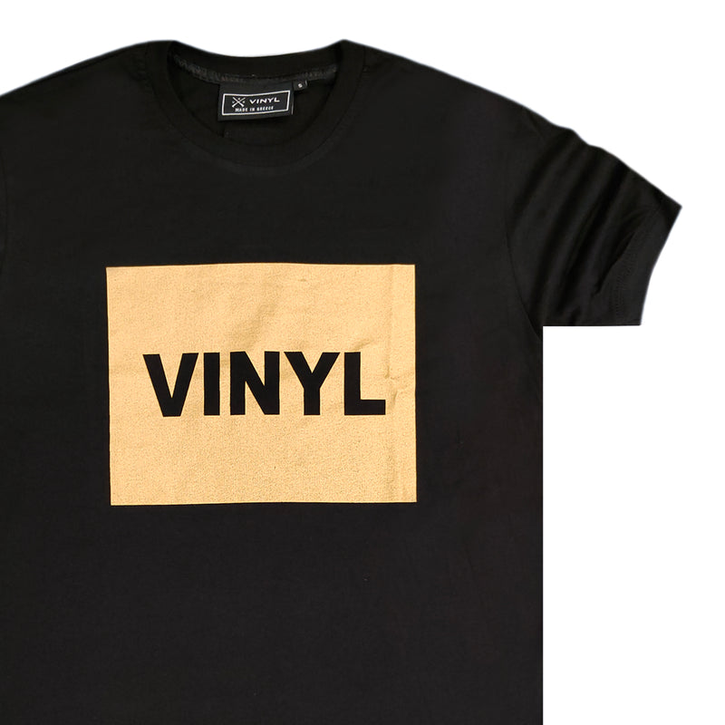 Vinyl art clothing gold box t-shirt - black