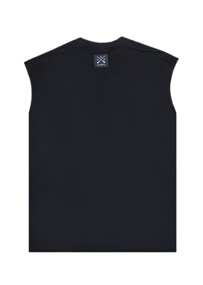 Ανδρική αμάνικη μπλούζα Vinyl Art Clothing - 89520-01 - vinyl sleeveless oversised tee μαυρη
