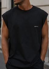 VINYL ART CLOTHING Ανδρική αμάνικη μπλούζα μαύρη Sleeveless Oversized Tee 89520-01