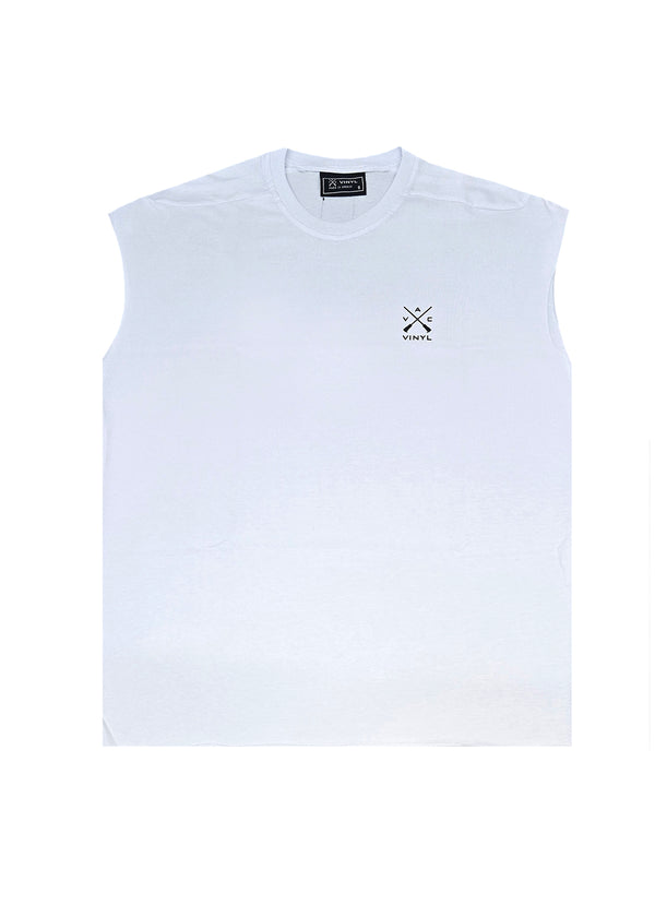 Ανδρική αμάνικη μπλούζα Vinyl Art Clothing - 89520-02- vinyl logo sleeveless oversized tee λευκή
