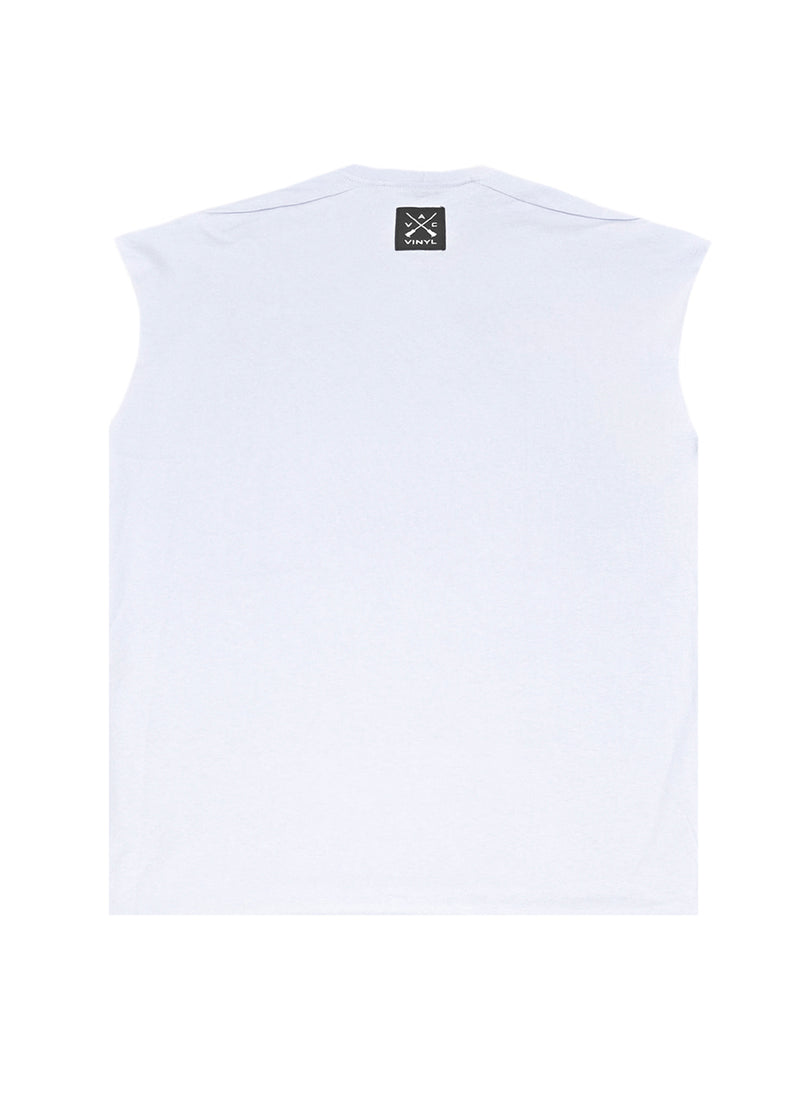 Ανδρική αμάνικη μπλούζα Vinyl Art Clothing - 89520-02- vinyl logo sleeveless oversized tee λευκή