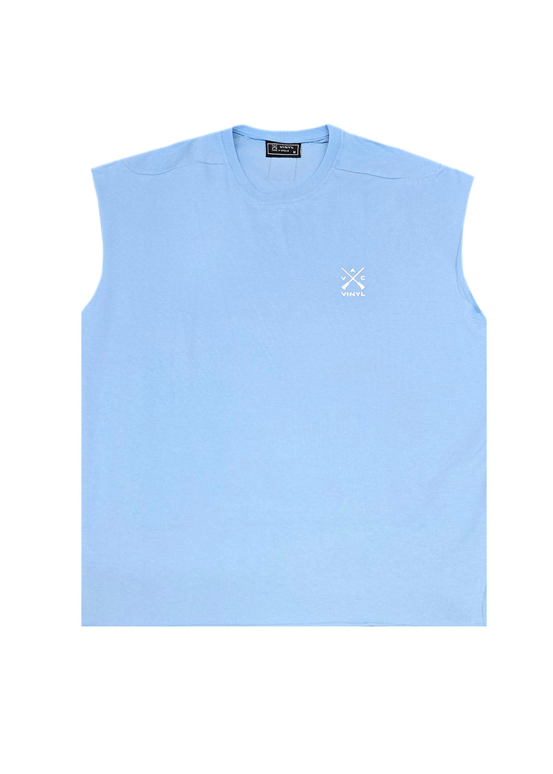 Ανδρική αμάνικη μπλούζα Vinyl Art Clothing - 89520-24- vinyl logo sleeveless oversized tee γαλαζιο