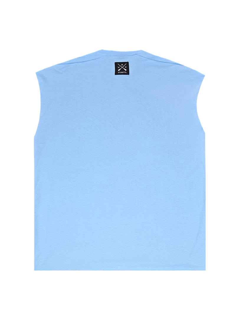 Ανδρική αμάνικη μπλούζα Vinyl Art Clothing - 89520-24- vinyl logo sleeveless oversized tee γαλαζιο