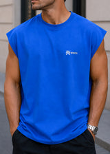 VINYL ART CLOTHING Ανδρική αμάνικη μπλούζα μπλε Sleeveless Oversized Tee 89520-66