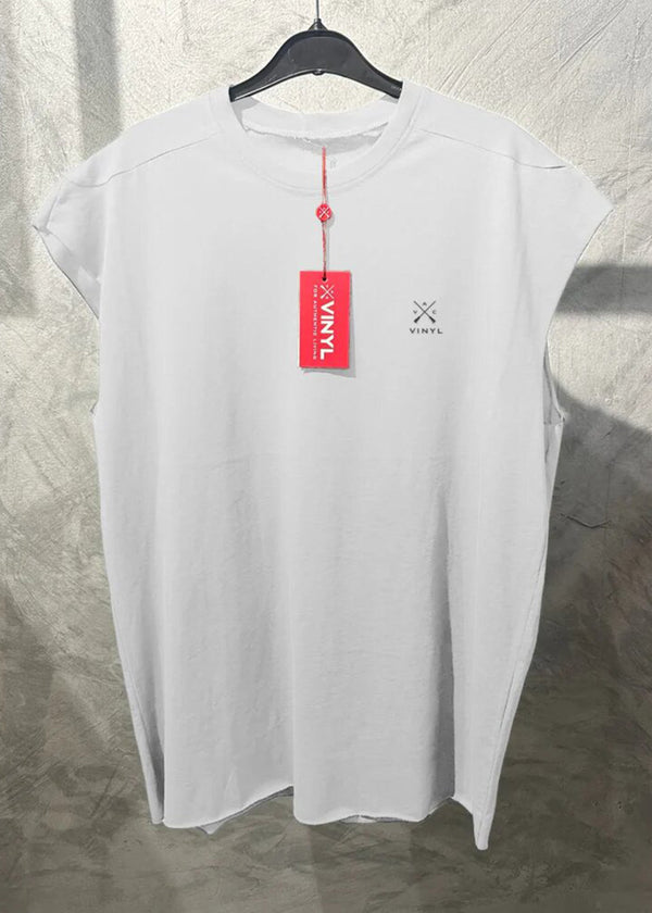 Ανδρική αμάνικη μπλούζα Vinyl Art Clothing - 89520-02- vinyl logo sleeveless oversized tee λευκή