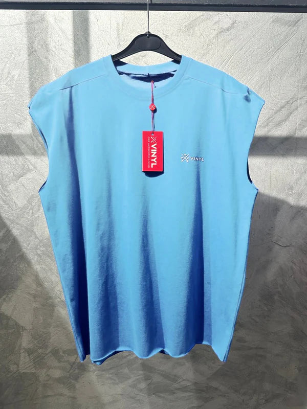 Ανδρική αμάνικη μπλούζα Vinyl Art Clothing - 89520-24- vinyl logo sleeveless oversized tee γαλαζιο