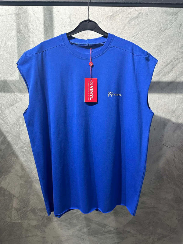 Ανδρική αμάνικη μπλούζα Vinyl Art Clothing - 89520-66- vinyl sleeveless oversised tee μπλε