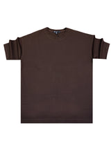 HENRY CLOTHING Ανδρική κοντομάνικη μπλούζα καφέ linen oversized 9-001-brown