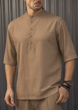 HENRY CLOTHING Ανδρικό κοντομάνικο πουκάμισο καφέ 9-002-brown