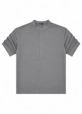 HENRY CLOTHING Ανδρικό κοντομάνικο πουκάμισο γκρι mao 9-011-grey