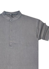 HENRY CLOTHING Ανδρικό κοντομάνικο πουκάμισο γκρι mao 9-011-grey