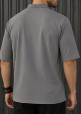 HENRY CLOTHING Ανδρικό κοντομάνικο πουκάμισο γκρι mao 9-011-grey