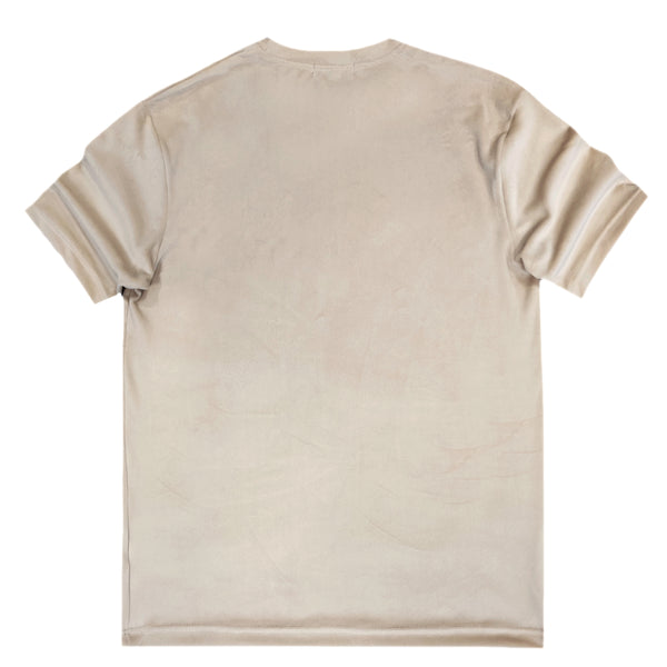 Henry clothing - 9-013 - velvet tee with logo - beige