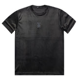 Henry clothing - 9-013 - velvet tee with logo - black