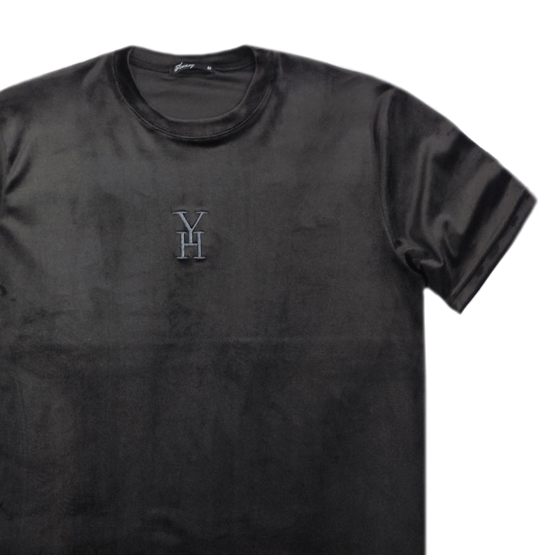 Henry clothing - 9-013 - velvet tee with logo - black