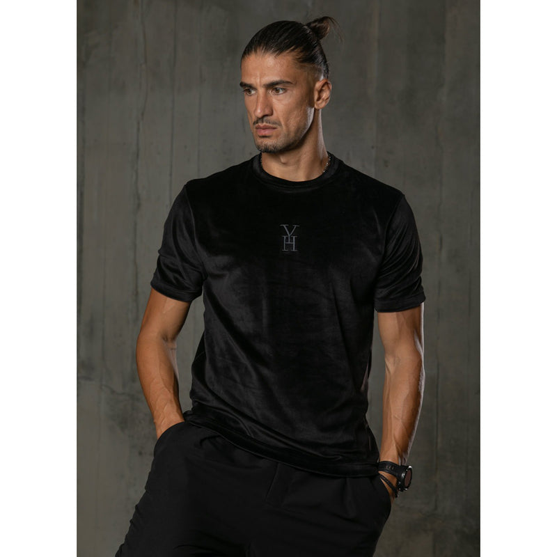 Henry clothing - 9-013 - velvet tee with logo - black