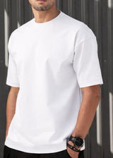 HENRY CLOTHING Ανδρική κοντομάνικη μπλούζα λευκή 9-030-white
