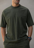 HENRY CLOTHING - Ανδρικό t-shirt με ύφανση κοτλέ - Χακί 9-032