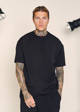 Ανδρική κοντομάνικη μπλούζα Henry clothing - 9-033 - simple oversized shirt μαύρο
