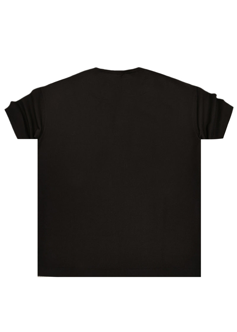 Ανδρική κοντομάνικη μπλούζα Henry clothing - 9-033 - simple oversized shirt μαύρο
