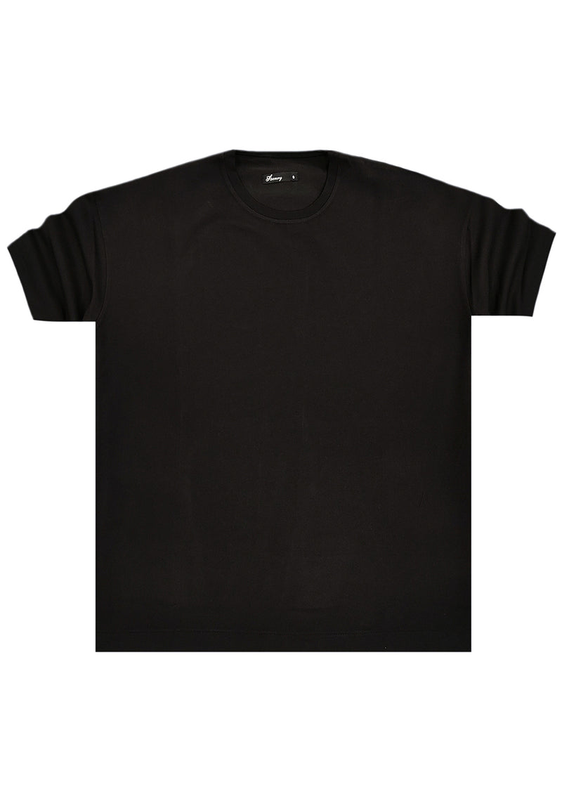 Ανδρική κοντομάνικη μπλούζα Henry clothing - 9-033 - simple oversized shirt μαύρο