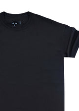 Ανδρική κοντομάνικη μπλούζα Henry clothing - 9-121 - linen oversized shirt μαύρο