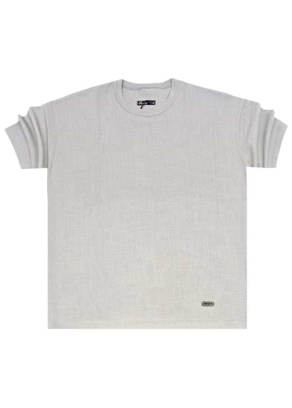 Ανδρική κοντομάνικη μπλούζα Henry clothing - 9-101 - linen oversized shirt γκρι