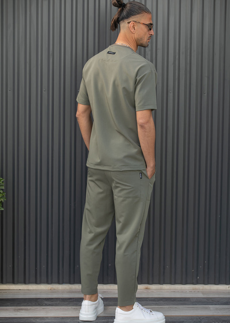Ανδρική κοντομάνικη μπλούζα Henry clothing - 9-102 - fabric oversized t-shirt χακί