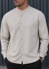 Ανδρικό μακρυμάνικο πουκάμισο - Henry clothing-9-120-mao shirt μπεζ
