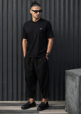 HENRY CLOTHING Ανδρική κοντομάνικη μπλούζα μαύρη 9-134-black