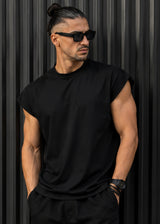 HENRY CLOTHING Ανδρική αμάνικη μπλούζα μαύρη 9-135-black