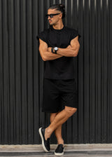 HENRY CLOTHING Ανδρική αμάνικη μπλούζα μαύρη 9-135-black